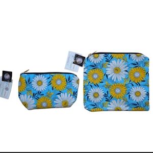 Handmade 2-Piece Travel Bag Set 2 Floral Zip Pouches, Cosmetic & Organizer Bags